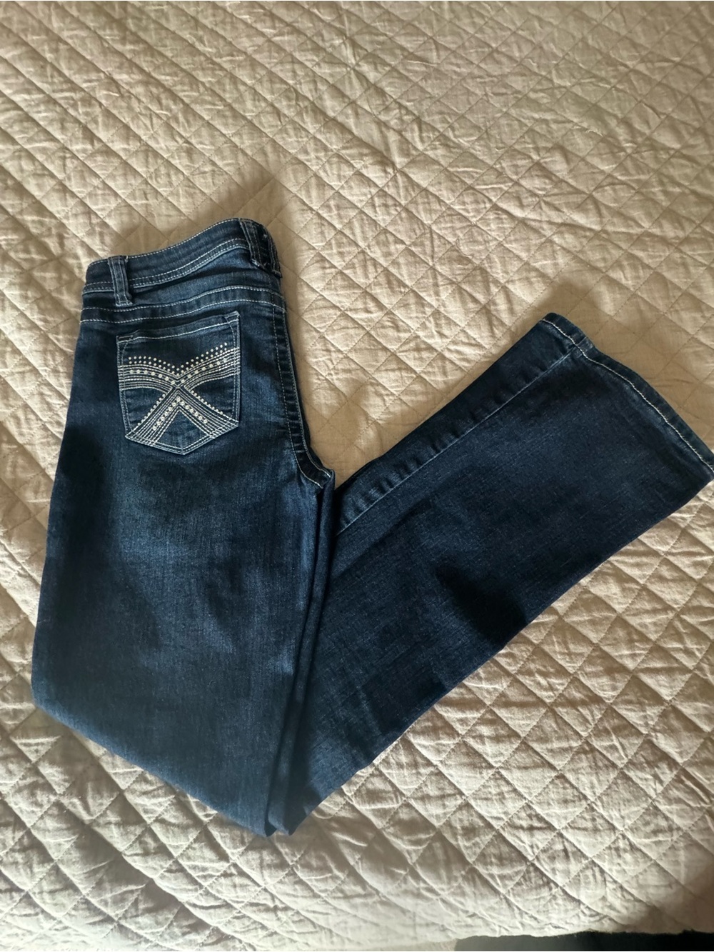 Dark Blue Women's Embellished Back-Pocket Jeans
